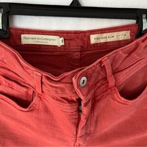 Pilcro and the Letterpress Red high rise slim Leg Jeans